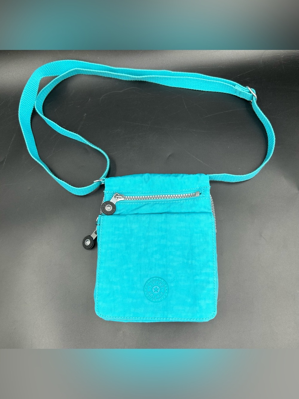 Kipling El Dorado Turquoise Nylon Small Crossbody Travel Bag Adjustable Strap